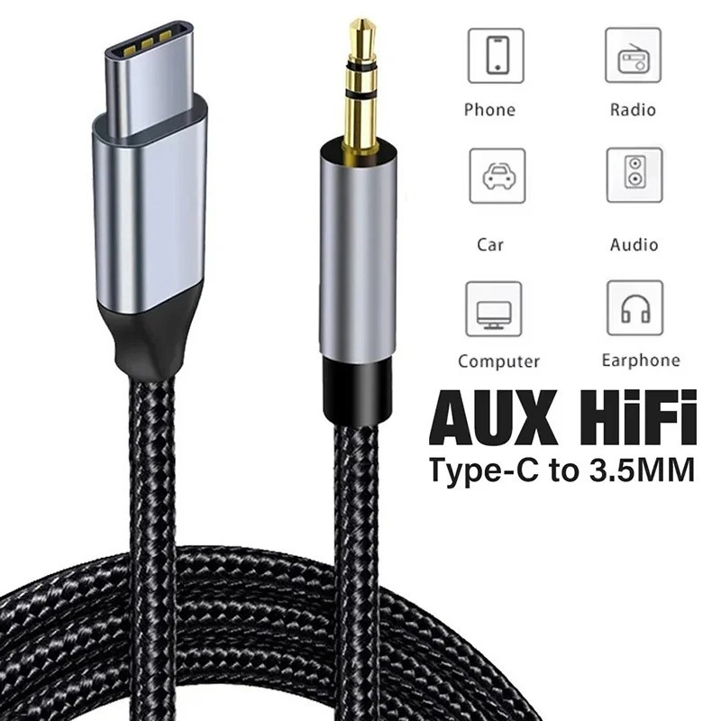 USB C to 3.5mm AUX Audio Adapter HiFi DAC Cable for Xiaomi Huawei OnePlus