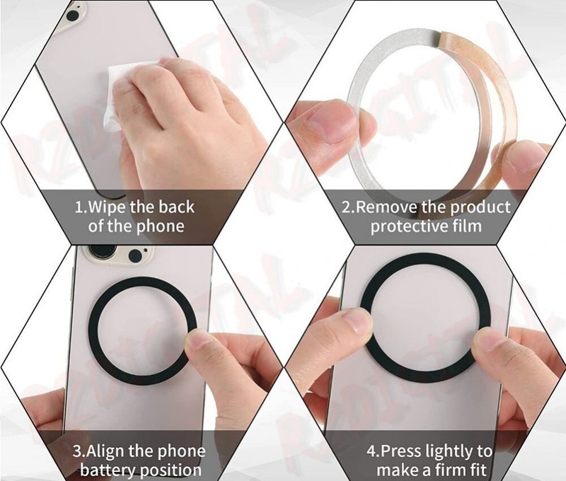 MagSafe Magnetic Charging Conversion Kit Ring Compatible iPhone Galaxy gallery