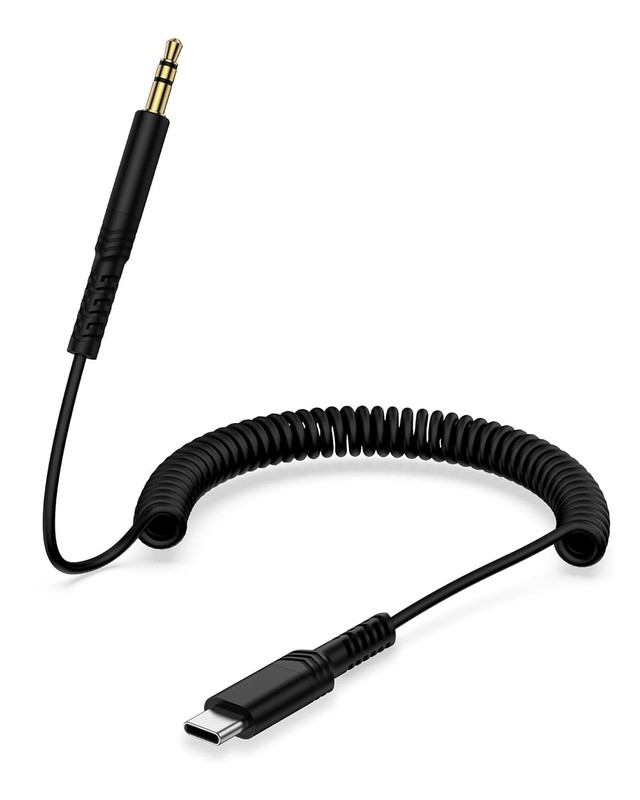 Coiled USB C to 3.5mm Audio Aux Jack Cable for iPhone 17/17Pro/Air/16e/16Pro/15/
