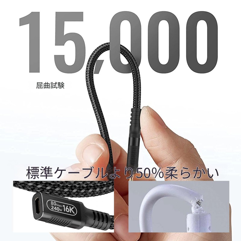 6.6ft USB C Extension Cable Compatible Thunderbolt 5 4 3 PD 240W 80Gbps 2m gallery