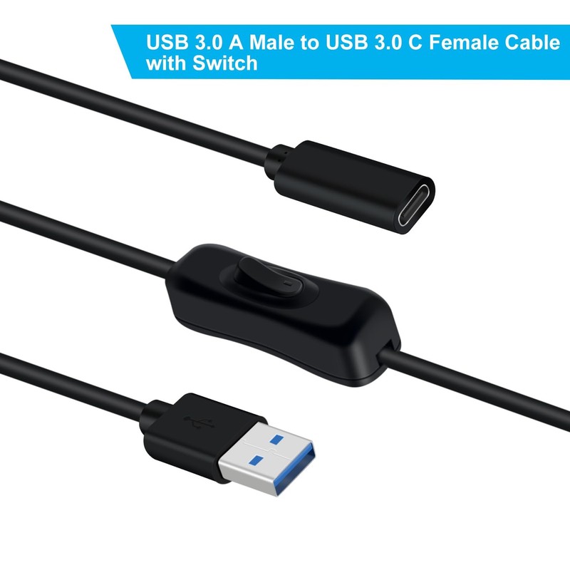 USB 3.0 Type A Male to USB Type C Female Cable with Switch 5Gbps Support 2A 1... gallery