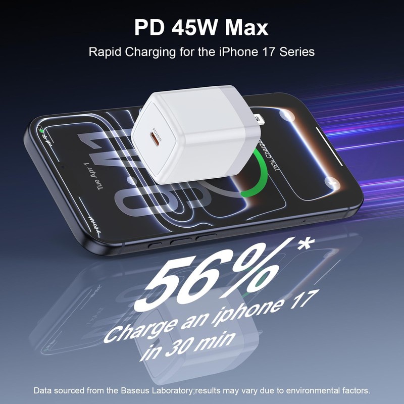 45W USB C Fast Charger for iPhone 17e 17 Pro Max 17 Pro 16 Wall Adapter Plug gallery