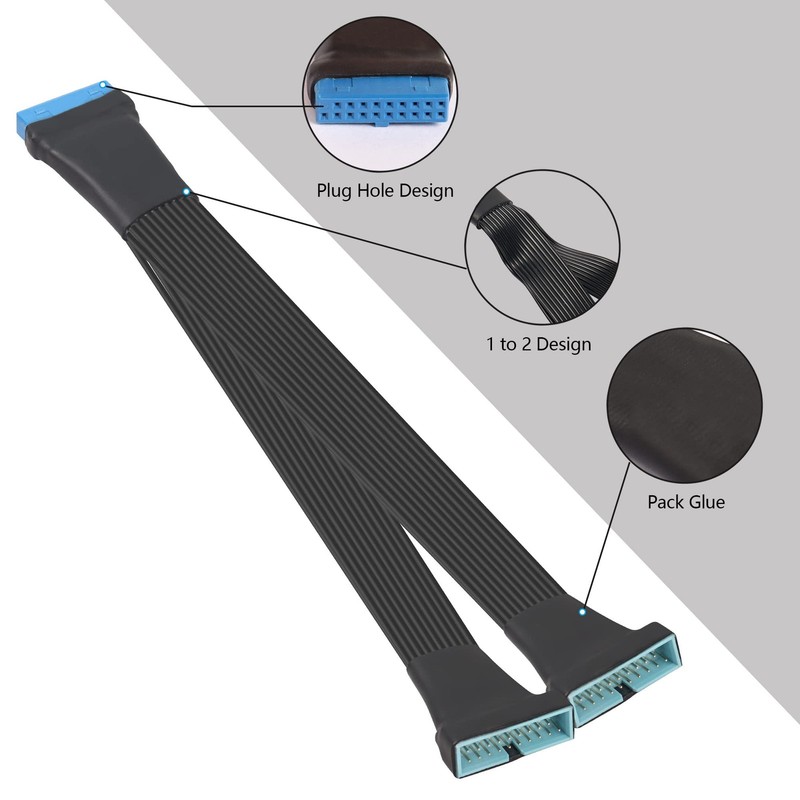 USB 3.0 Header Extension Cable 1Ft 19/20 Pin 1 to 2 Y Splitter Internal Exten... gallery