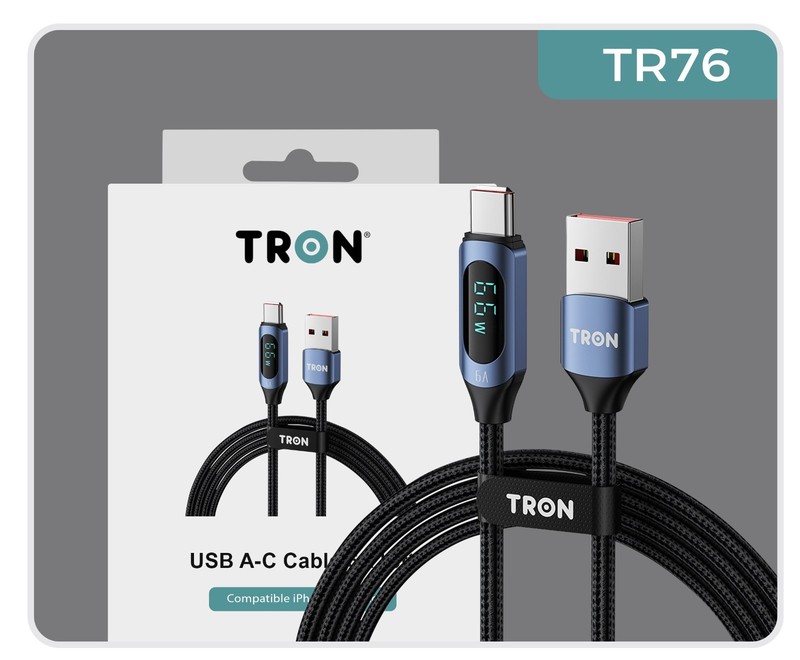 TRON USB A-C Digital Display Braided Charging Cable 6A | 5FT gallery