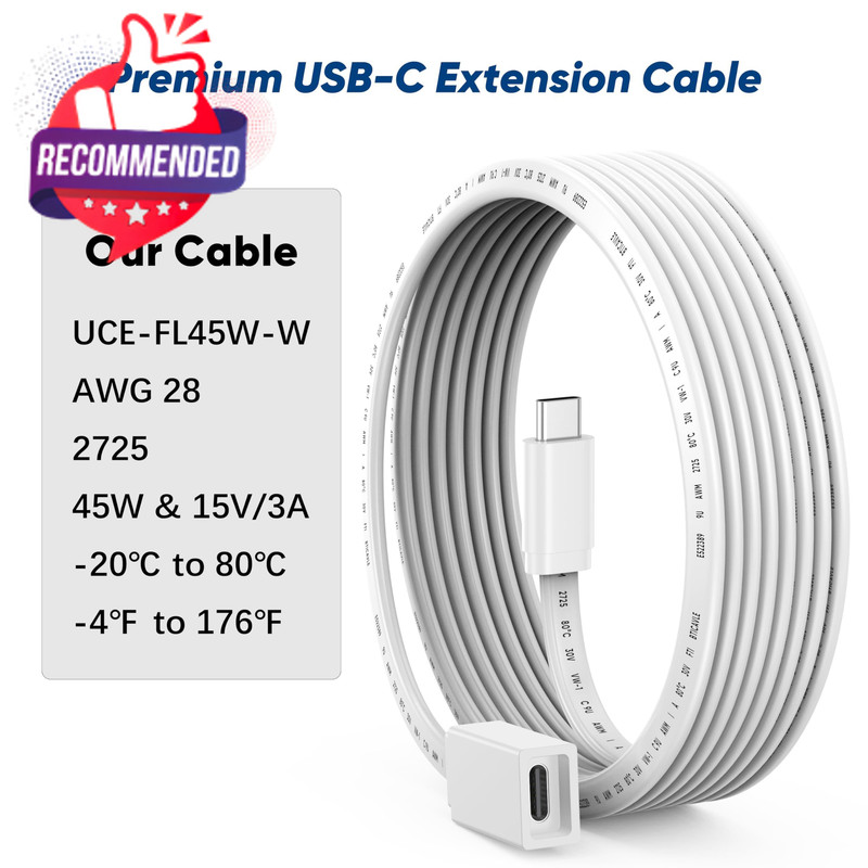 Usb C Extension Cable 10ft For Ring Solar Panel & Camera, 45w Charging gallery