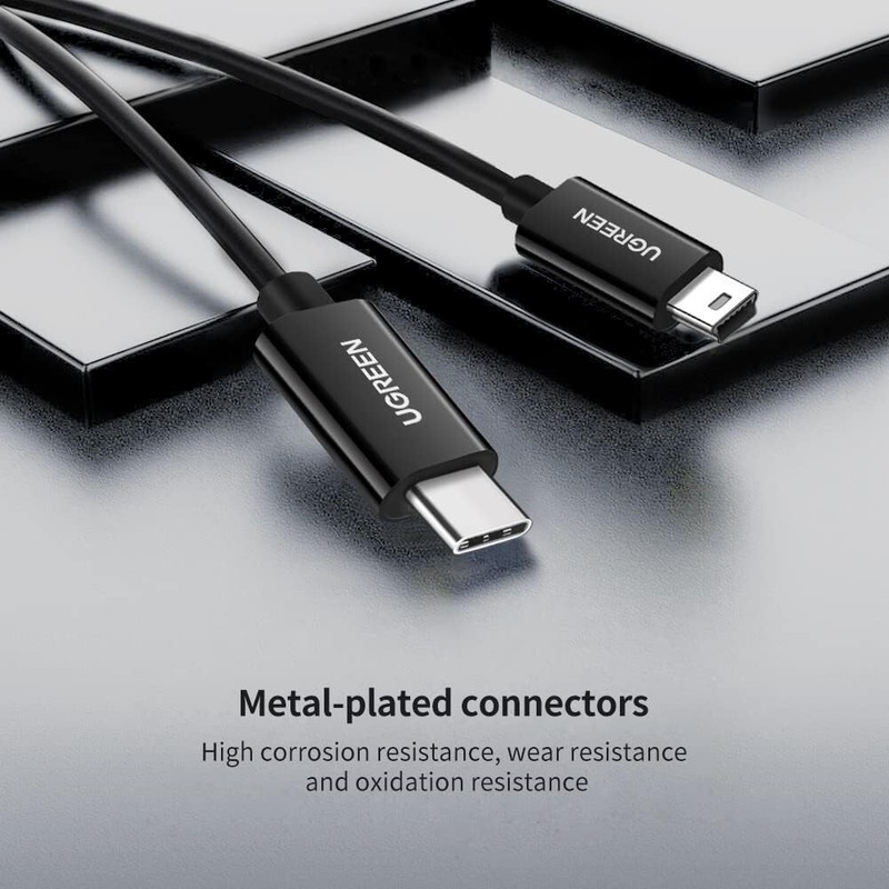 UGREEN Mini USB to USB C Cable Compatible with Mini B Devices - PVP Black 3 Ft gallery