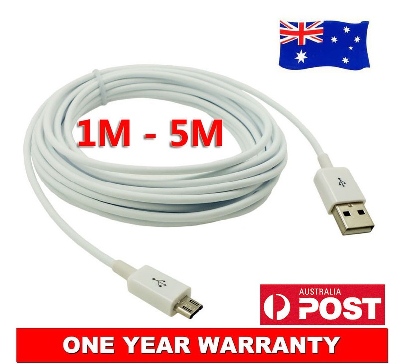 3M White Micro-B USB Data Sync Charger Cable For Samsung HTC LG Sony Huawei AU