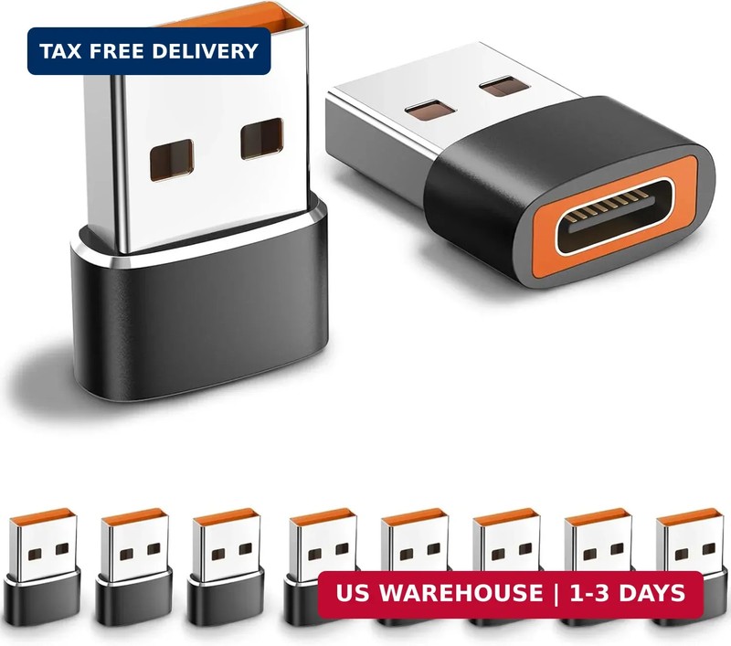 10pack USB to USB C Adapter, USB C Female to USB Male Adapter, Fast Charging & D