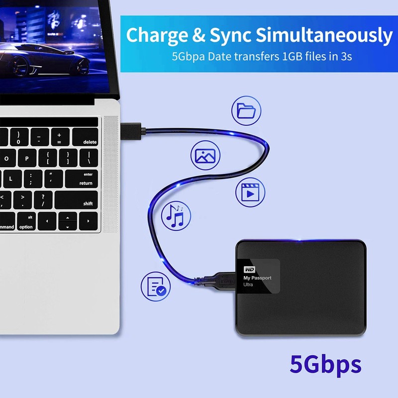 3FT Micro USB 3.0 Cable A To Micro B External Hard Drive Cord 5Gbps Sync gallery