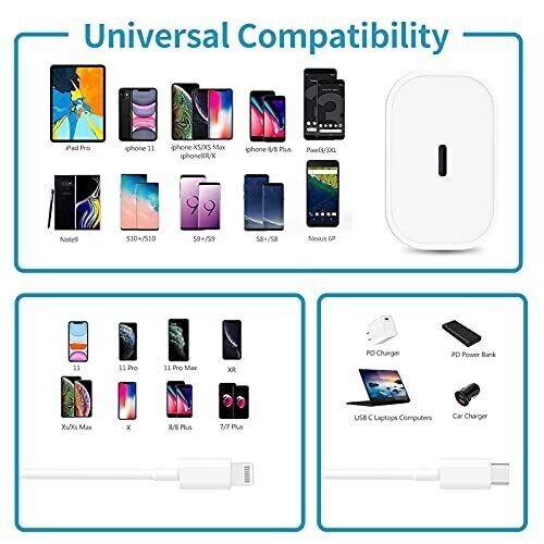 2 Original Carga Rapida USB-C De 20W Cargador Para iPhone 14 13 12 11 Pro Max XS gallery