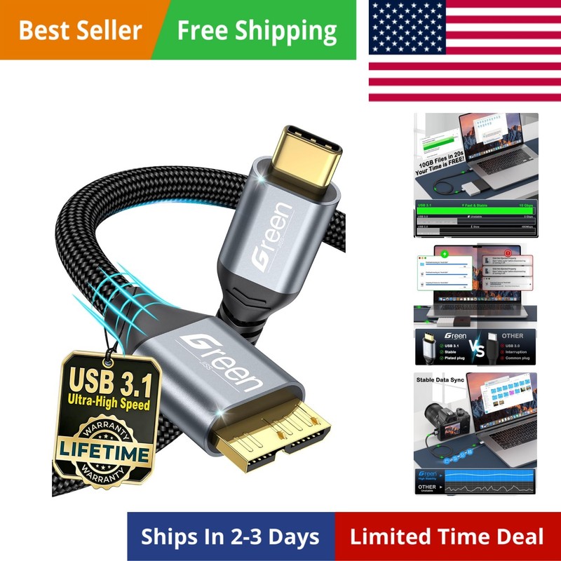 10 Gbps Micro B to USB C Hard Drive Cable, 10FT USB C to Micro B Cable to Typ…