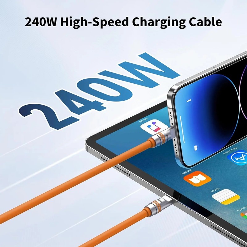 PD 240W USB-C Fast Charging Silicone Cable for iPhone Laptop 1.2M 2M gallery