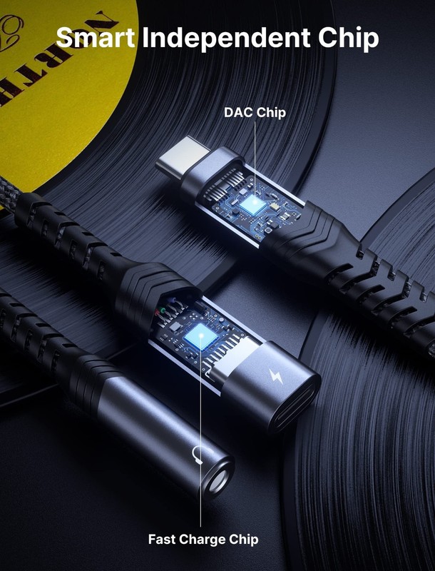 2-in-1 USB C to 3.5mm Headphone & Charger Adapter, PD 60W Fast Charging for iPho gallery