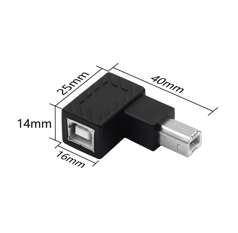 2 PCS USB 2.0 TypeB Male To Female Printer Adapter 90 Degree Right Angle gallery