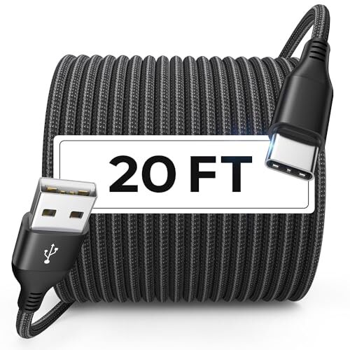 Cable de carga rápida USB tipo C de 20 pies compatible con Galaxy