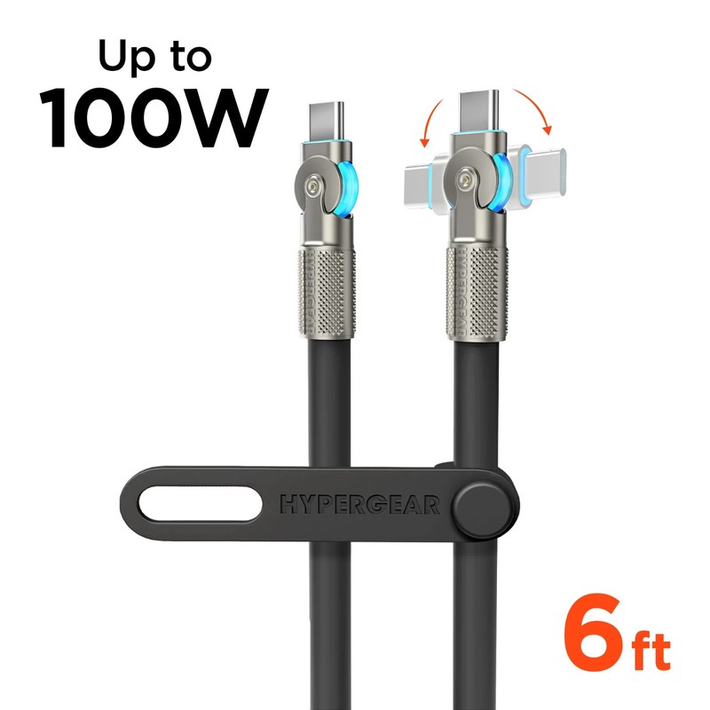 Hypergear 6ft Chunky Flexy 180° Rotating 100W USB-C Cable