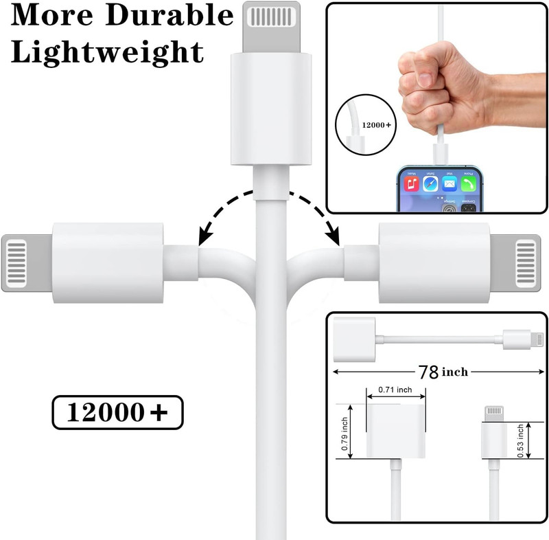 Iphone Charger Extension Cable Compatible for Iphone/Ipad,[Mfi Certified] Lightn gallery