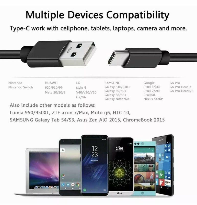 4Pack 3FT & 6FT Type C Fast Charger cable For Samsung Galaxy S8 S9 S10 S20 Note gallery