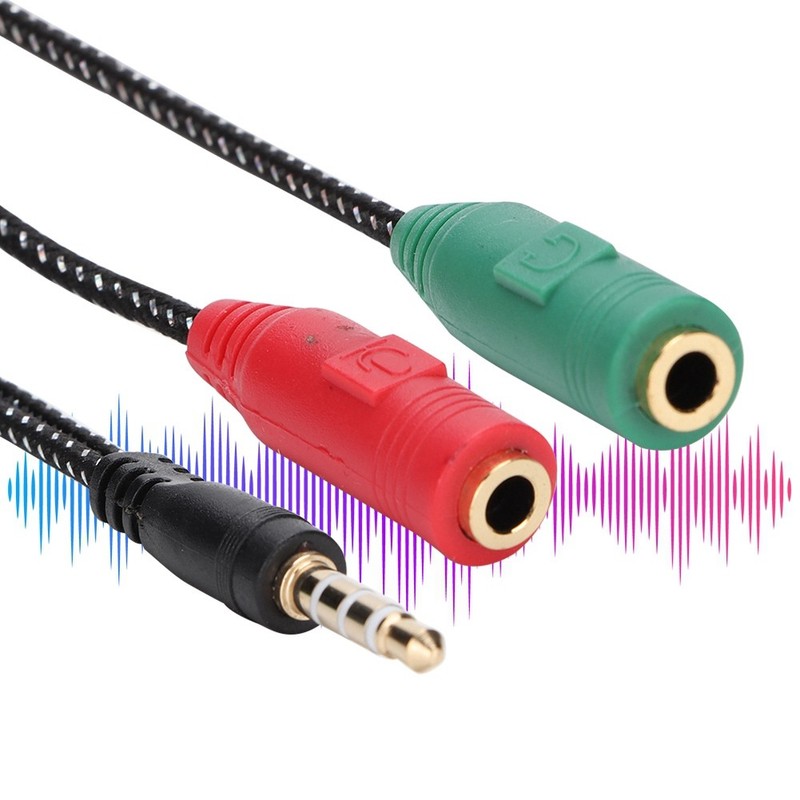 1-in 2 Male To Female 3.5mm Double Earphone Microphone Adapter Headset Couple gallery