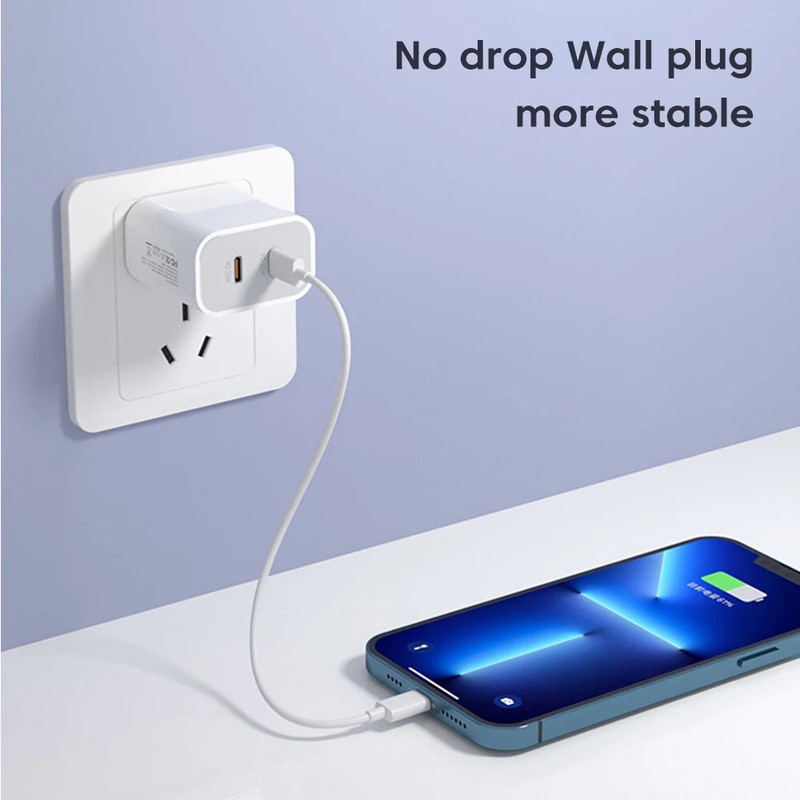2 in1 Dual Ports Type C Plug USB C Fast Charger Block For iPhone 16 15 14 11 Lot gallery
