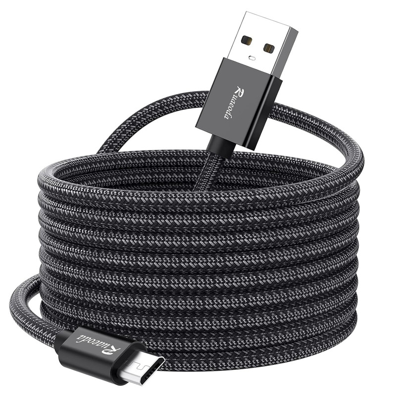Long Micro USB Cable Android Charger 20Ft with Gold-Plated Compatible with PS4 C