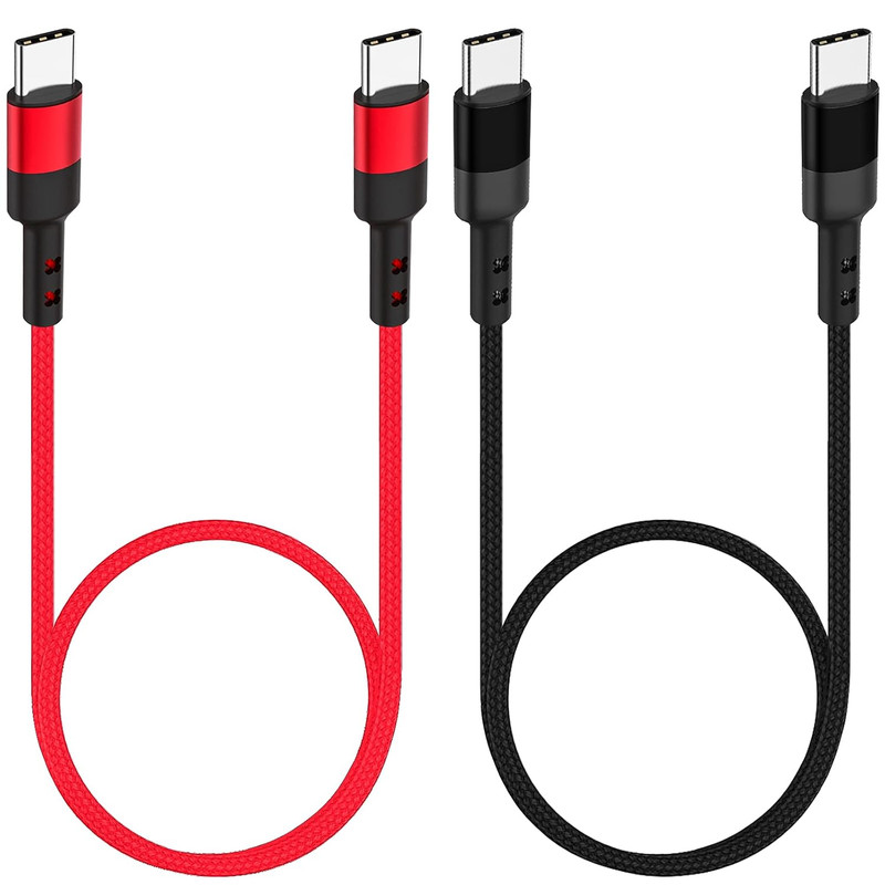 USB C to USB C Cable 1.5FT 2 Packs, 3A PD Fast Charging 60W | Type C Charger Cor