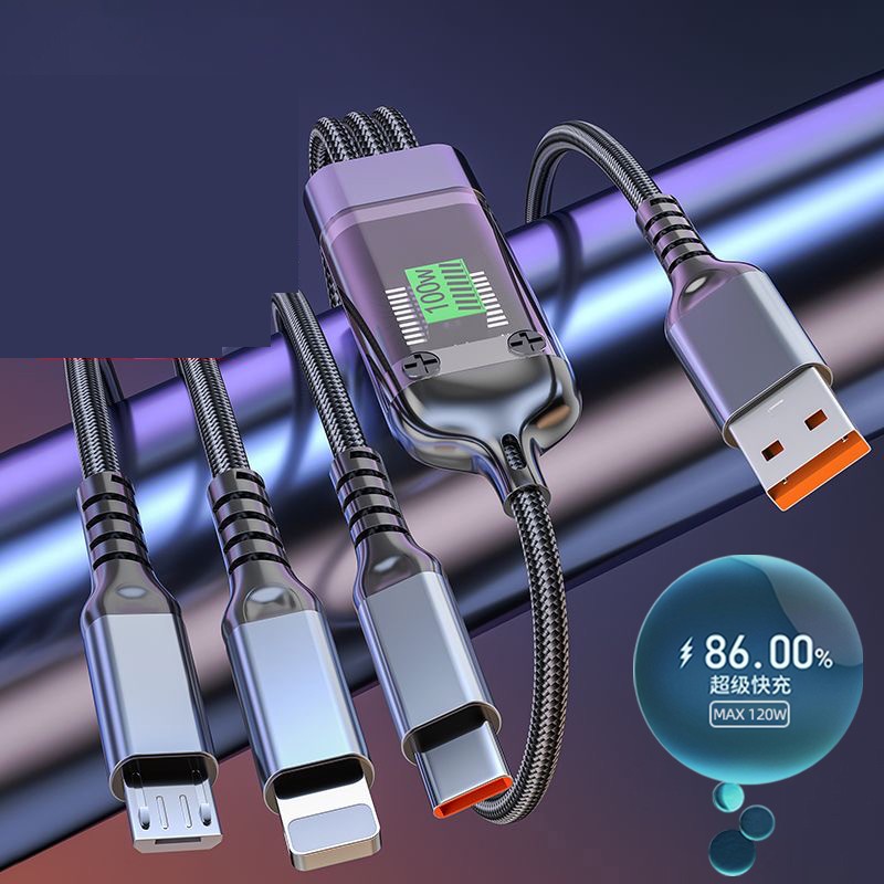 3-in-1 Universal Fast Charger Cable 100W Multi USB Charging Lead 1m 1,2m 2m