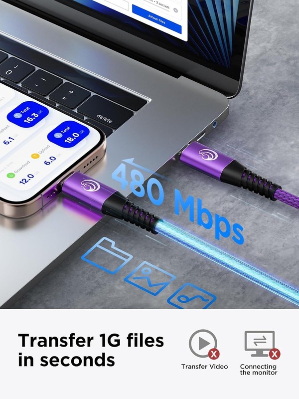 3x Original Carga Rapida USB-C De 60W Cable 10FT Cargador Para iPhone 14 13 12 gallery