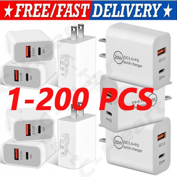 For iPhone 14 13 12 11 20W Fast Charger Block USB Type C Wall Power Adapter Lot