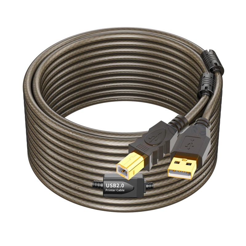 40ft USB 2.0 Printer Cord High Speed Active For Printer Scanner Fax Machine