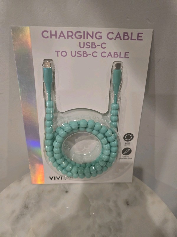 Charging Cable USB-C To USB-C Cable 3ft New Brand New Multicolor 3 Beaded Design gallery