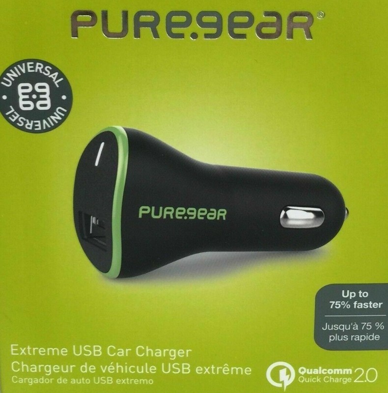 PureGear Extreme USB CAR Charger Adapter 12W/2.4 Amp (Quick Charge 2.0) – Black