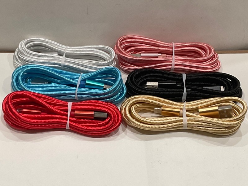lot of 6 usbA to light 6 ft cable braided assorted colors New free shipping