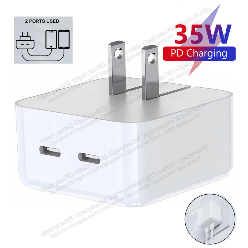 35W Dual USB-C Wall Adapter Fast Power Charger For Apple iPhone 15 14 15 8 iPad