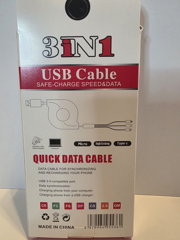 3 in 1 Fast USB Charging Cable Universal Multi Function Cell Phone Charger Cord gallery