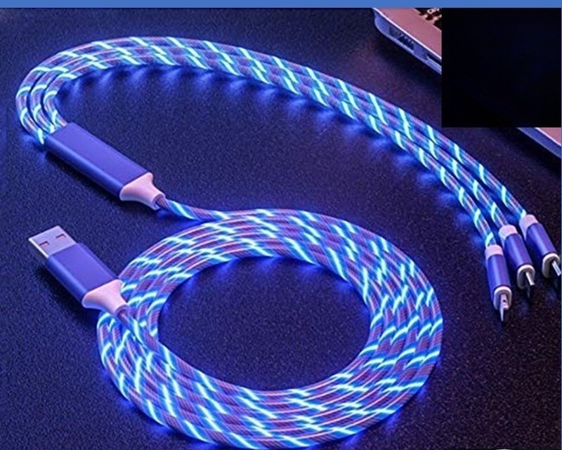 LED Light Up 3 in 1 Multi Charging Charger/Cable Cord -For Iphone Android Type C gallery