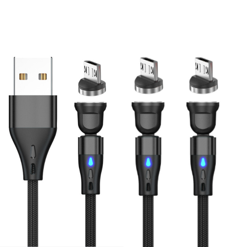 3 Pack Magnetic Micro USB Fast Charging Cable For Android Samsung Charger Cord
