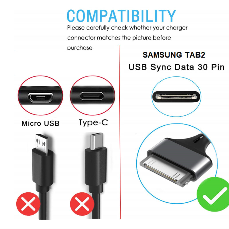 2M/(TAB2) Data Charg Charging Cable for Samsung Galaxy Tab10.1 GT-P7500,GT-P7510 gallery