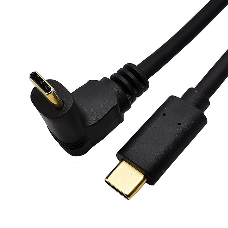 1x USB Type C 90°to Type C Male to Male Adapter Fast Charge Charging Cable 3A 1m gallery
