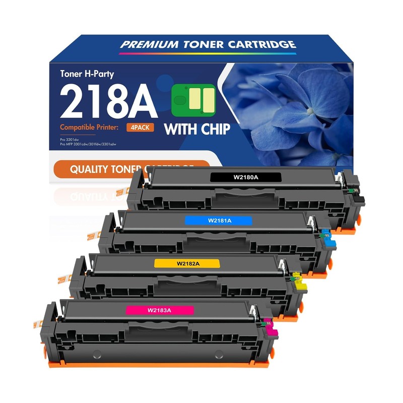 218A Toner Cartridges 4 Pack with Chip 218X 3301fdw 3201dw Compatible for HP ...