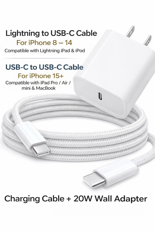 20W Fast Charger For Apple iPhone 17 16 15 14 13 11 USB-C Adapter PD Cable Lot