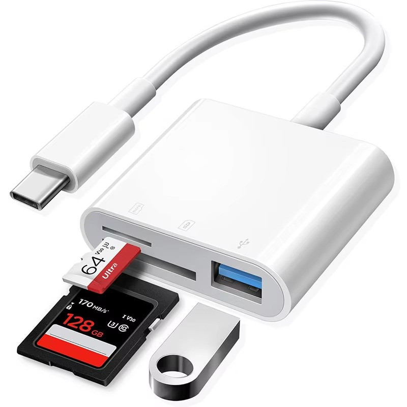 3 In 1 Usb 3.1 Type-c Card Reader To Sd/tf/usb Hub Adapter Micro Sd Card Pc