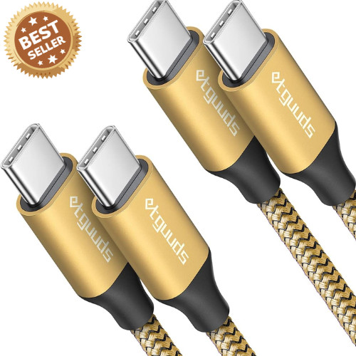 etguuds 2-Pack USB C to USB C Cable 3ft 60W Fast Charging Braided Charger Cord