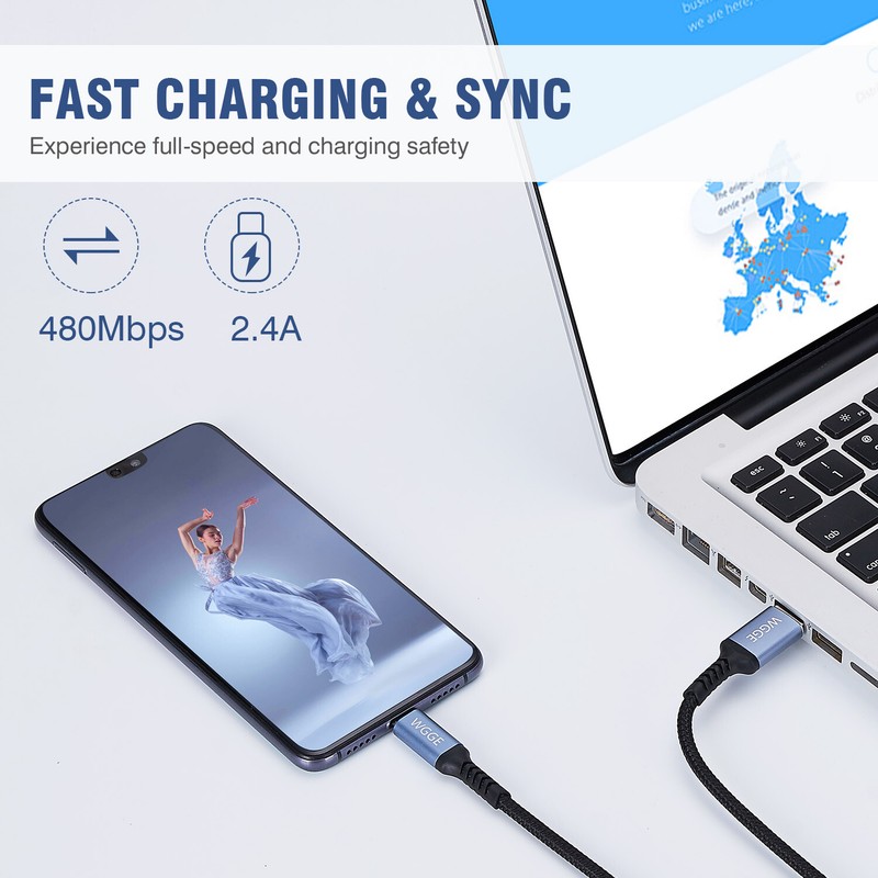 USB to USB C Cable Type C Fast Charging Cord Samsung Galaxy Note(6.6 ft/2 PACK)