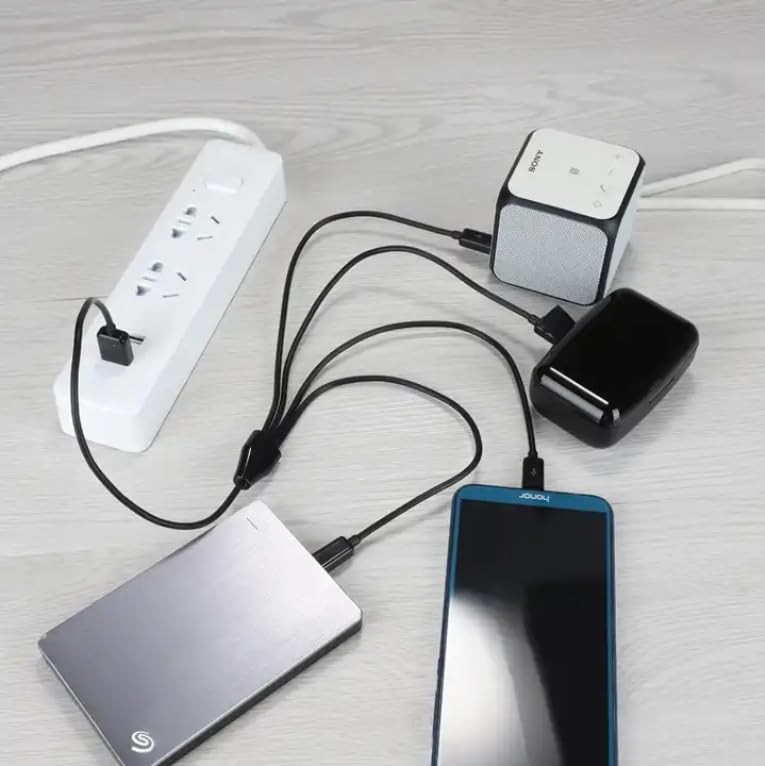Herfair Micro USB Splitter Cable, 4-in-1 Multi 1 to 4 Micro, Black gallery