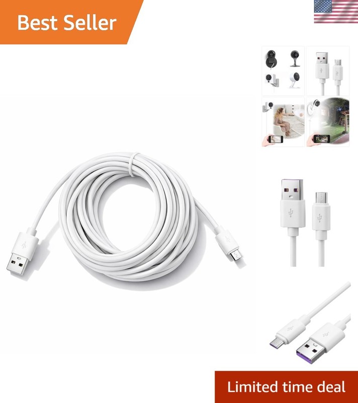 Versatile 13ft Micro USB Cable for Indoor & Outdoor Security Cameras – 480Mbps
