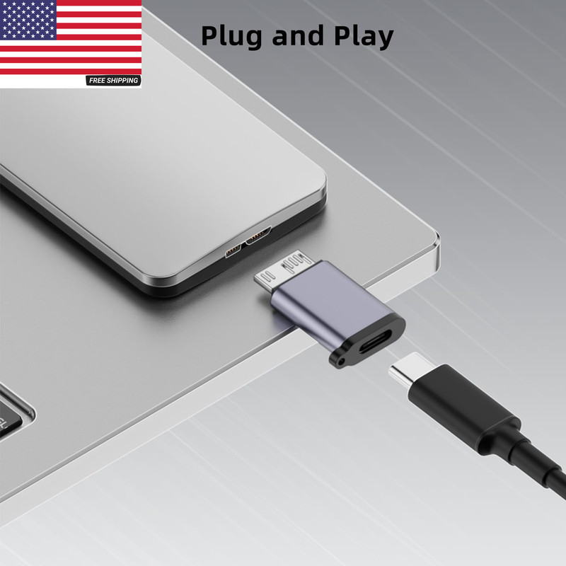 USB C to Micro B Hard Drive Adapter (4 Pack), 10Gbps Micro B to USB C Cable Conv gallery