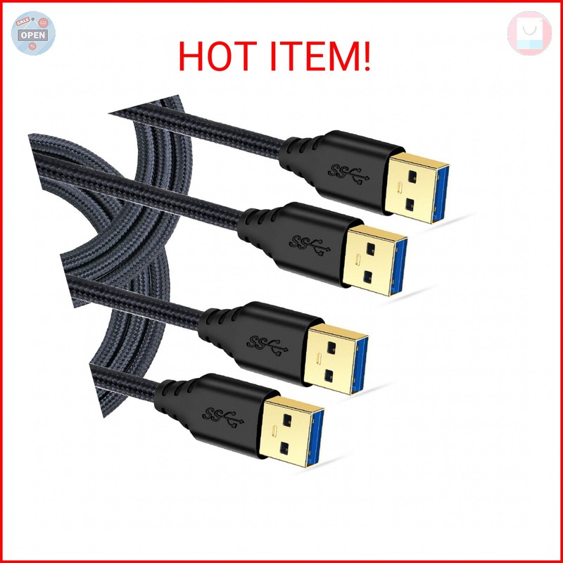 Besgoods USB 3.0 Cable Male to Male, 2-Pack Braided 6ft USB to USB Cable Type A