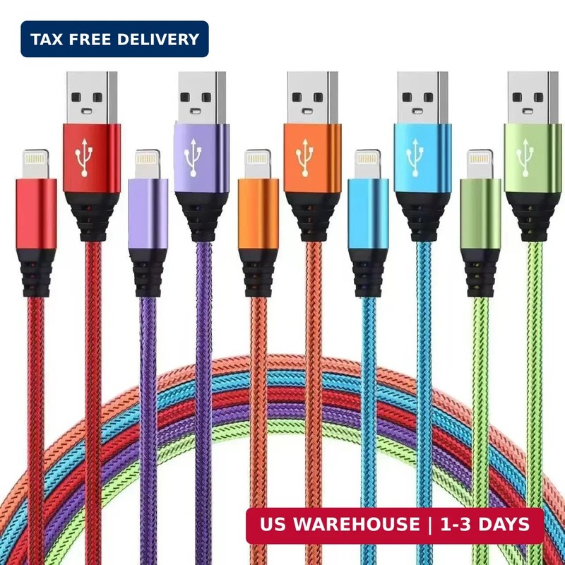 iPhone Charger 10FT 5Pack Apple MFi Certified Lightning Cable Fast Charging Nylo