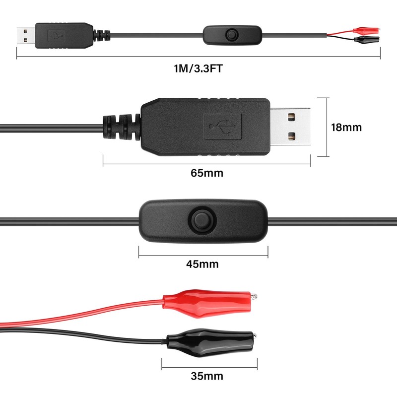 PNGKNYOCN 12V USB to Clip Cord with Power Control Button,USB Male to Alligato... gallery
